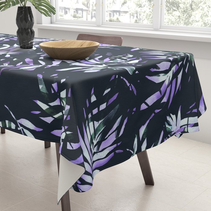 Dark abstract tropical leaves D1 Tablecloth Gallery Image 3