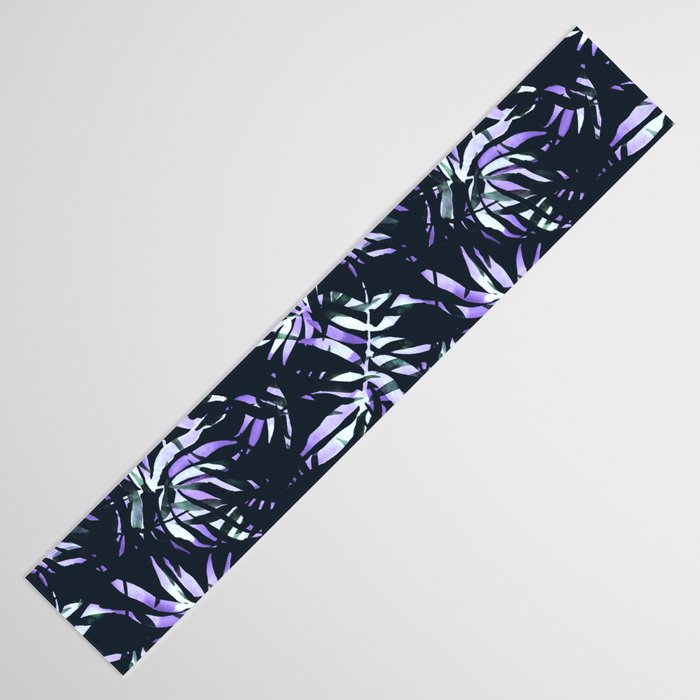 Dark abstract tropical leaves D1 Table Runner Gallery Image 3