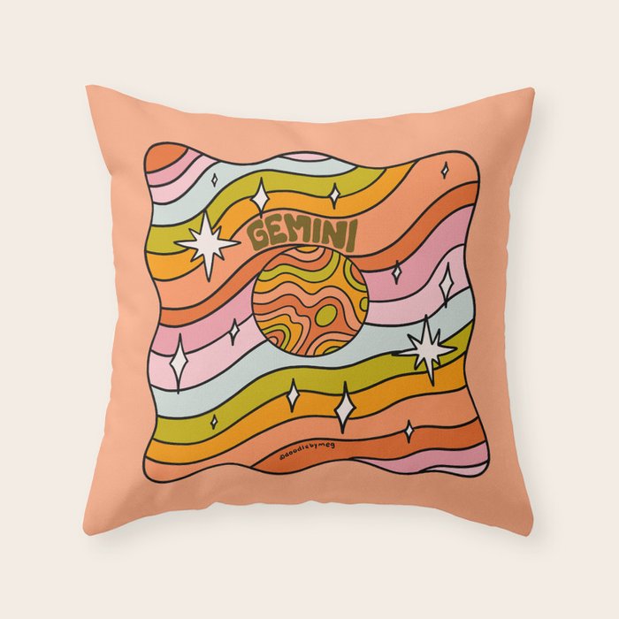 Gemini Planet Throw Pillow Gallery Image 1