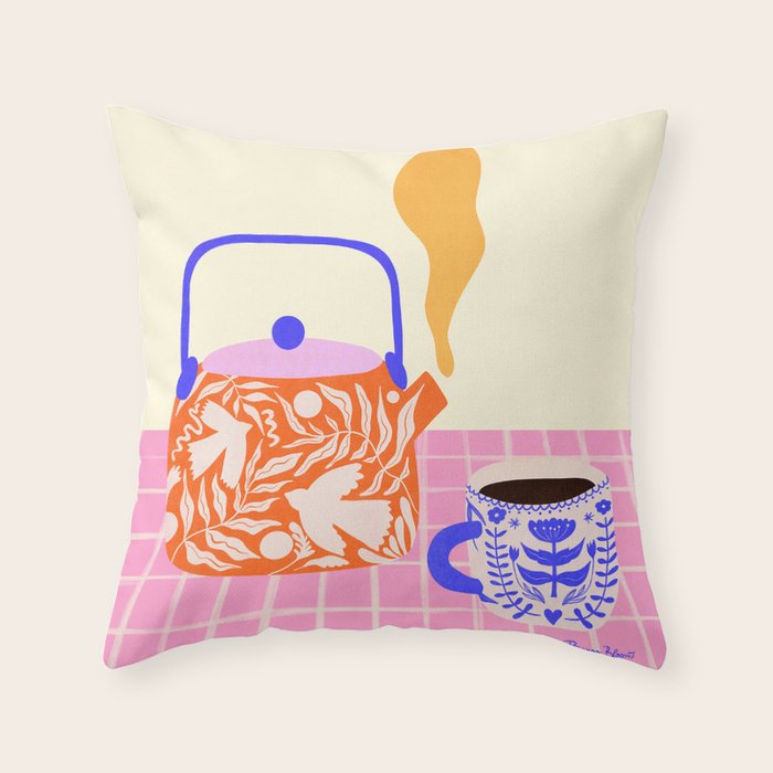Colorful Tea Por Throw Pillow Gallery Image 6