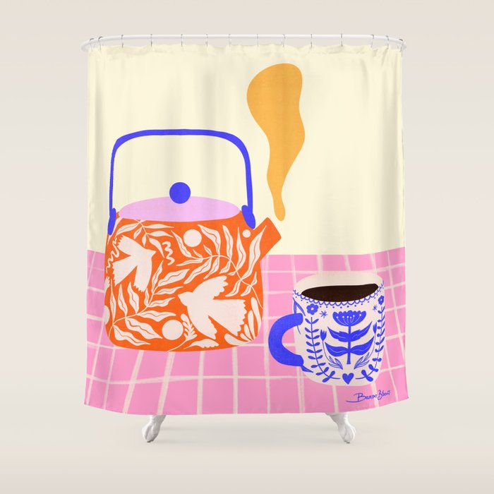 Colorful Tea Por Shower Curtain