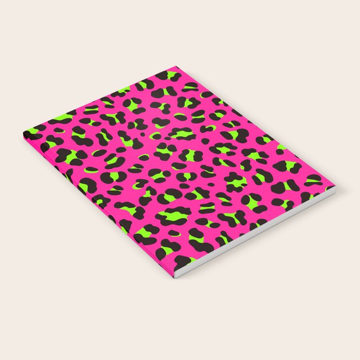 80s Neon Pink and Lime Green Leopard Notebook Gallery Image 2