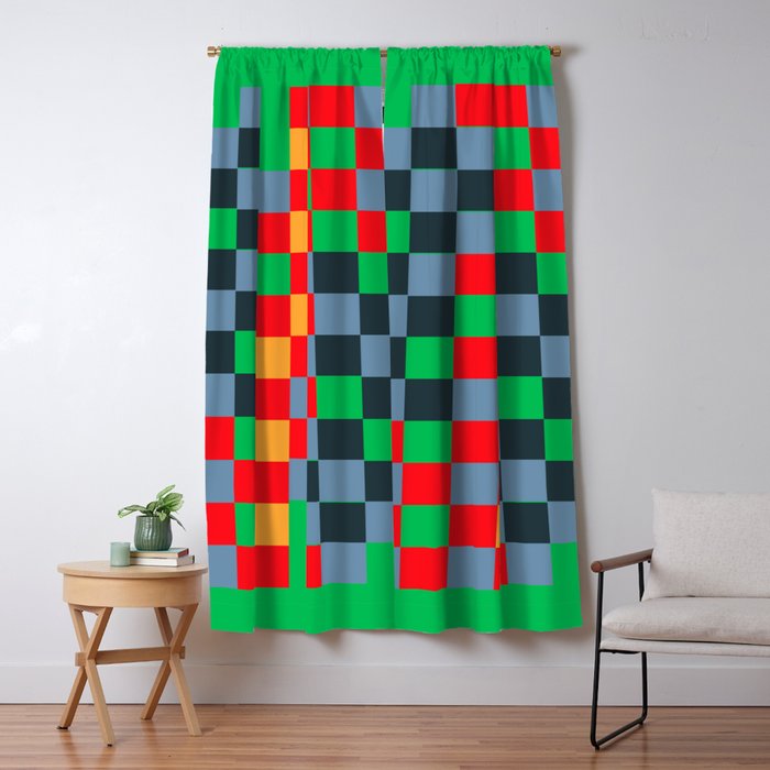 Colorful Checkerboard 2 Window Curtain Gallery Image 5