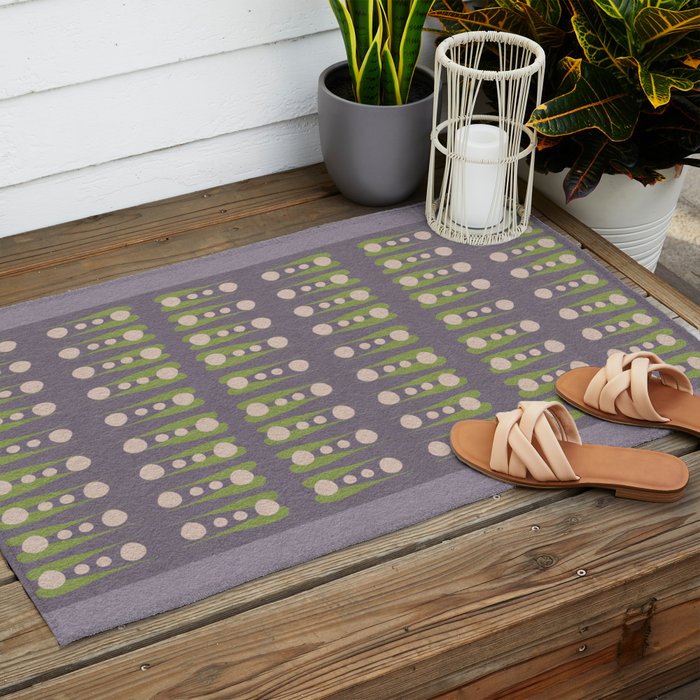 Holding the pose in abstract shapes in purple hues  Outdoor Rug Gallery Image 2
