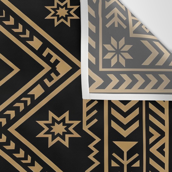 Intricate Gold and Black Tribal Surface Pattern Wall Tapestry Gallery Image 3