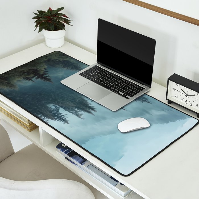 Misty Pine Forest Desk Mat Gallery Image 2