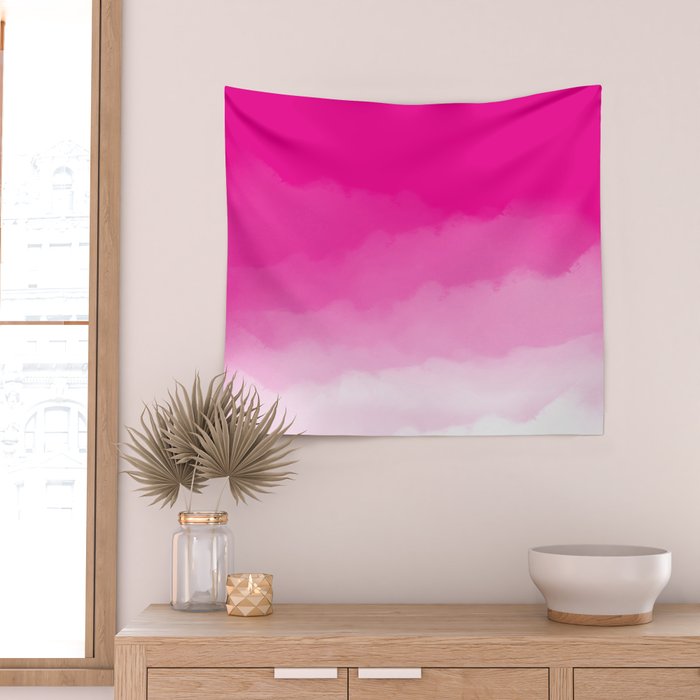Magenta Watercolor Ombre (magenta pink/white) Wall Tapestry Gallery Image 2
