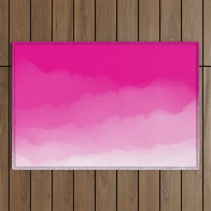 Magenta Watercolor Ombre (magenta pink/white) Outdoor Rug Gallery Image 1