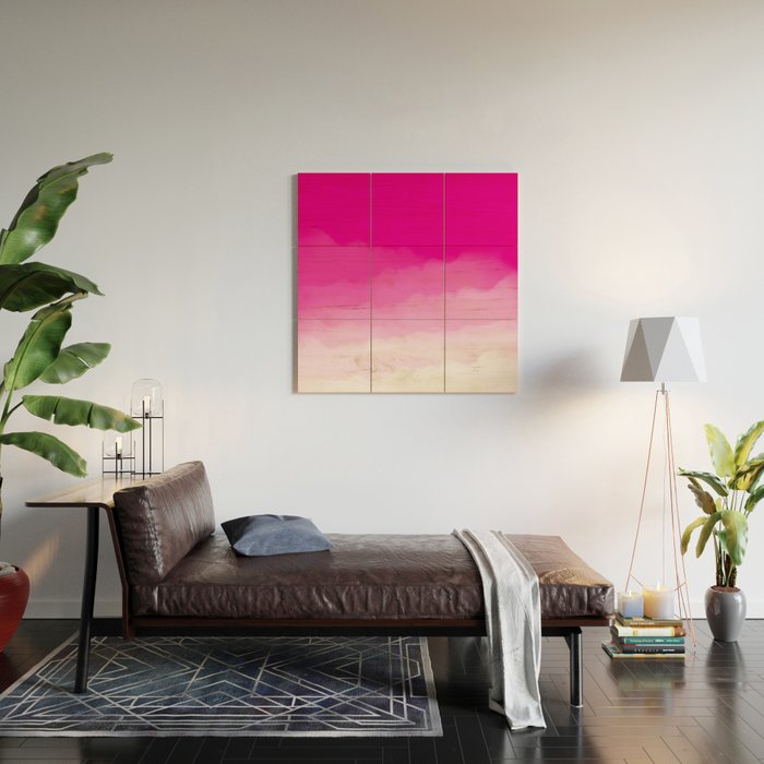 Magenta Watercolor Ombre (magenta pink/white) Wood Wall Art Gallery Image 2