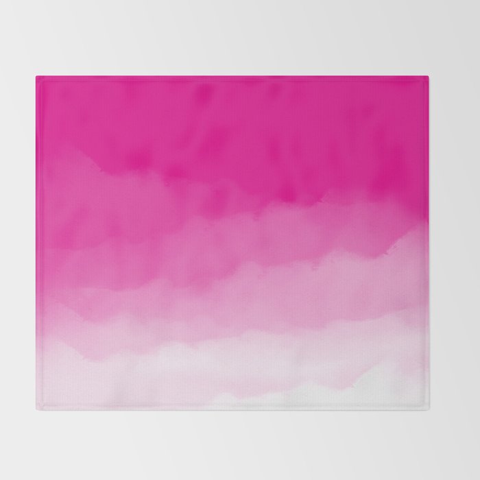 Magenta Watercolor Ombre (magenta pink/white) Throw Blanket Gallery Image 2