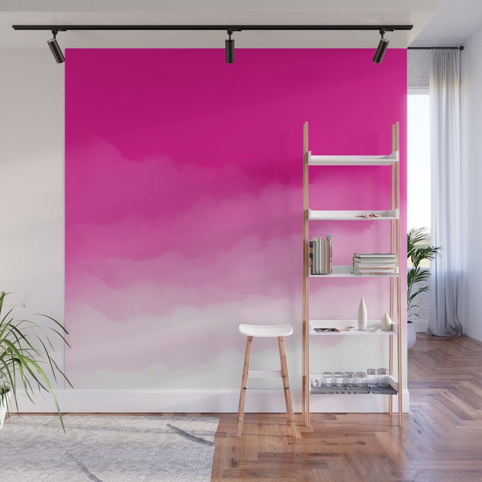 Magenta Watercolor Ombre (magenta pink/white) Wall Mural Gallery Image 1