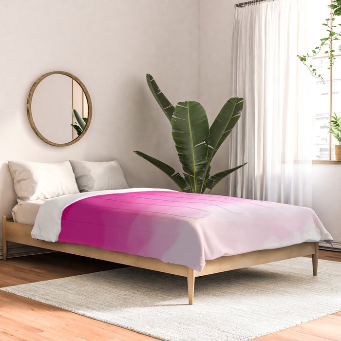 Magenta Watercolor Ombre (magenta pink/white) Comforter Gallery Image 2