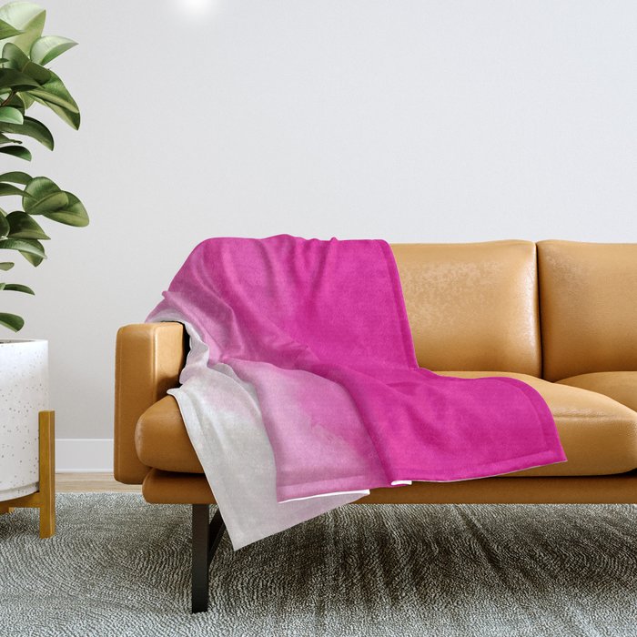 Magenta Watercolor Ombre (magenta pink/white) Throw Blanket Gallery Image 1