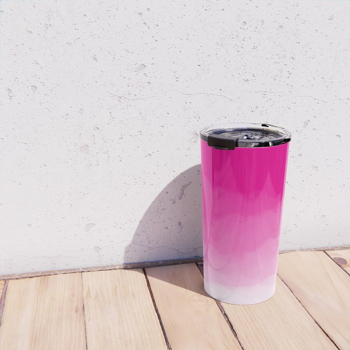 Magenta Watercolor Ombre (magenta pink/white) Travel Mug Gallery Image 4
