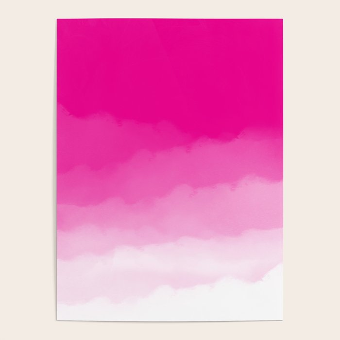 Magenta Watercolor Ombre (magenta pink/white) Poster Gallery Image 4