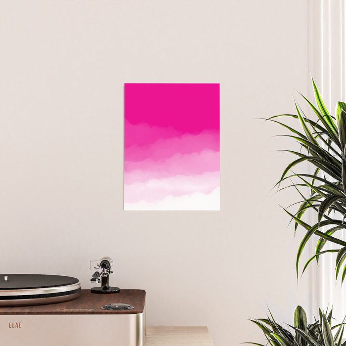 Magenta Watercolor Ombre (magenta pink/white) Poster Gallery Image 2