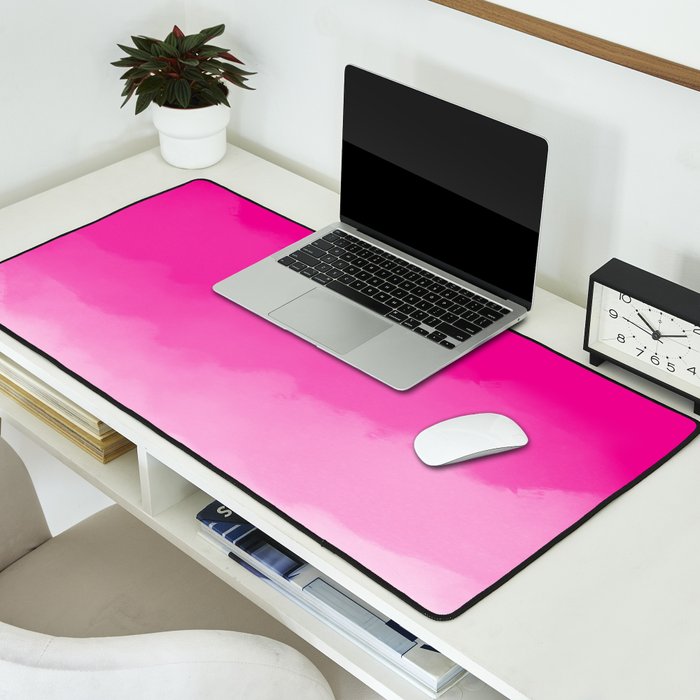 Magenta Watercolor Ombre (magenta pink/white) Desk Mat Gallery Image 2