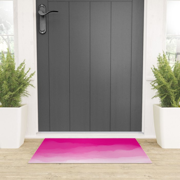 Magenta Watercolor Ombre (magenta pink/white) Welcome Mat Gallery Image 3
