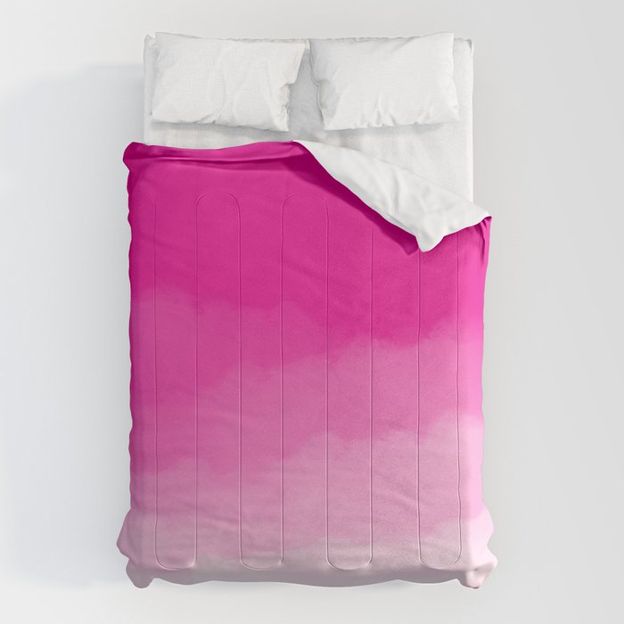 Magenta Watercolor Ombre (magenta pink/white) Comforter Gallery Image 6