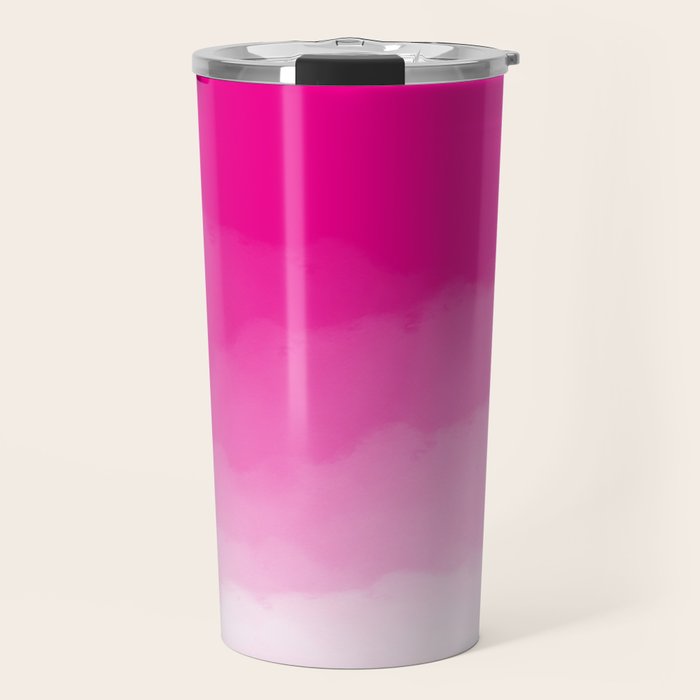 Magenta Watercolor Ombre (magenta pink/white) Travel Mug Gallery Image 1
