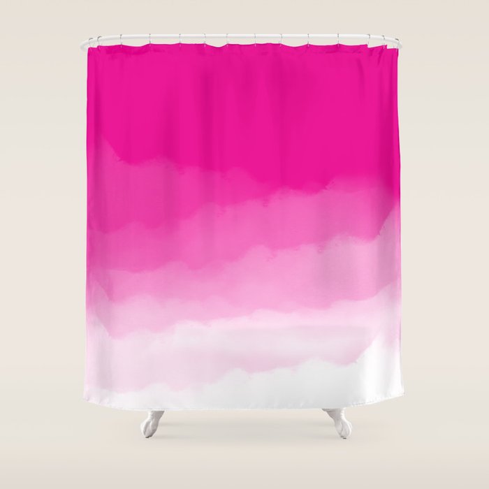 Magenta Watercolor Ombre (magenta pink/white) Shower Curtain Gallery Image 1