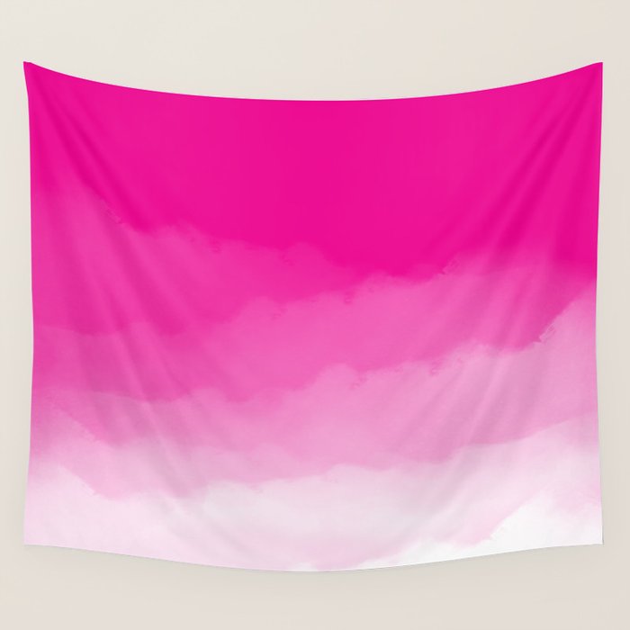 Magenta Watercolor Ombre (magenta pink/white) Wall Tapestry Gallery Image 4