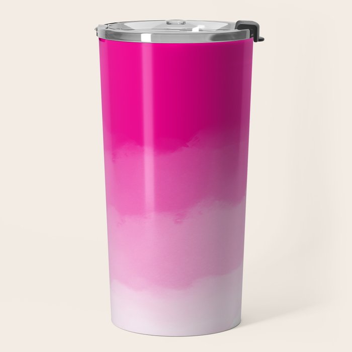Magenta Watercolor Ombre (magenta pink/white) Travel Mug Gallery Image 2