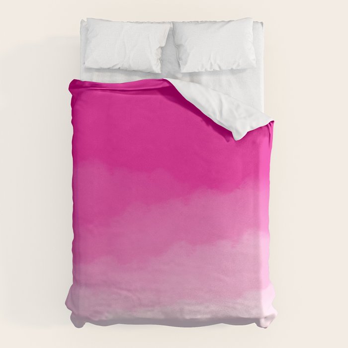Magenta Watercolor Ombre (magenta pink/white) Duvet Cover Gallery Image 1