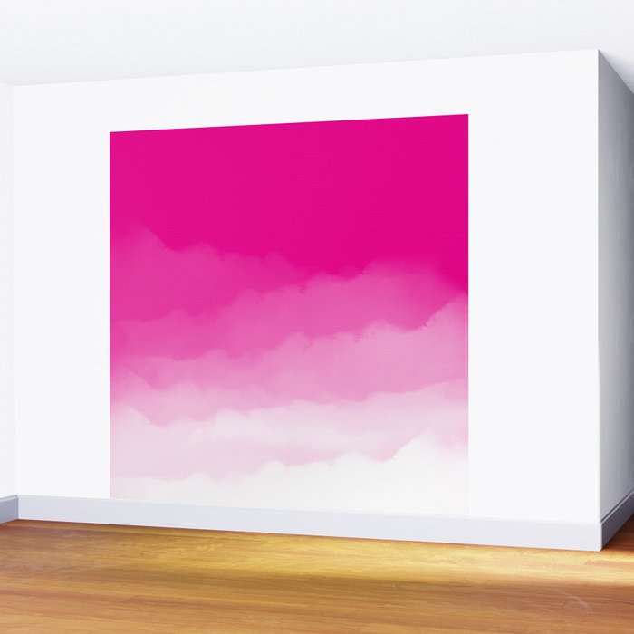 Magenta Watercolor Ombre (magenta pink/white) Wall Mural Gallery Image 2