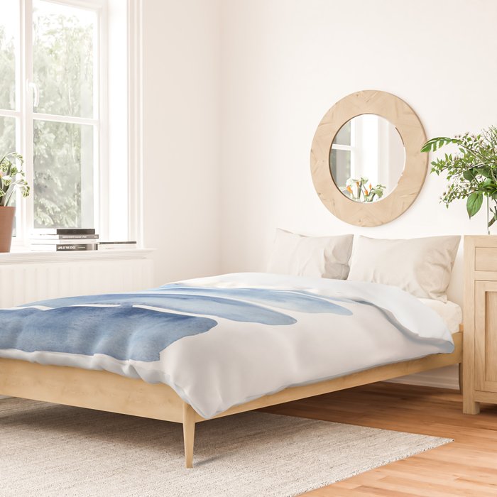 Blue Lines | Watercolor Painting Duvet Cover Gallery Image 2