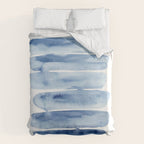 Blue Lines | Watercolor Painting Duvet Cover Gallery Image 6