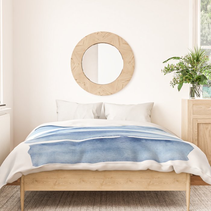 Blue Lines | Watercolor Painting Duvet Cover Gallery Image 3