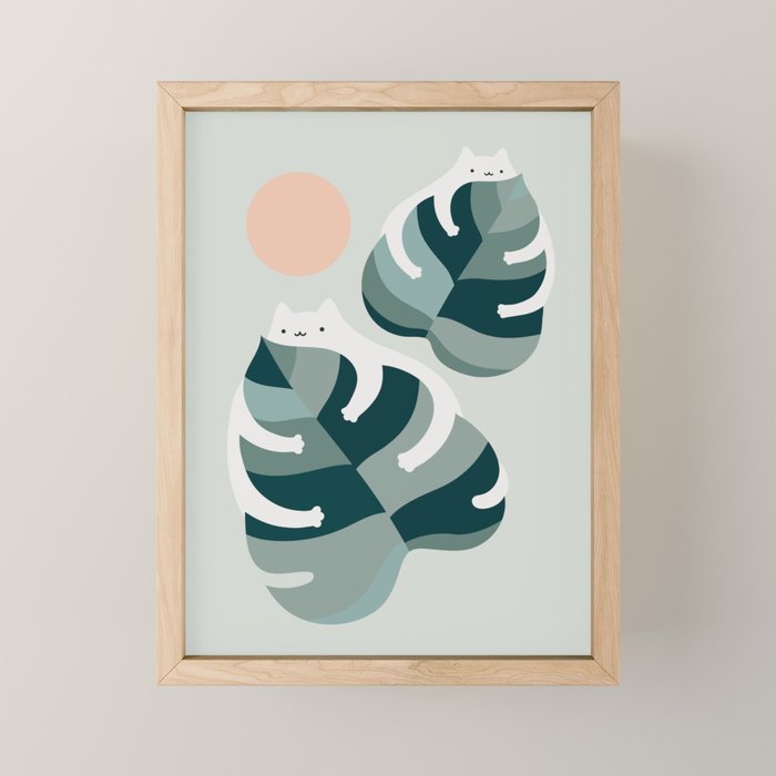 Cat and Plant 38 Mini Art Print Gallery Image 1