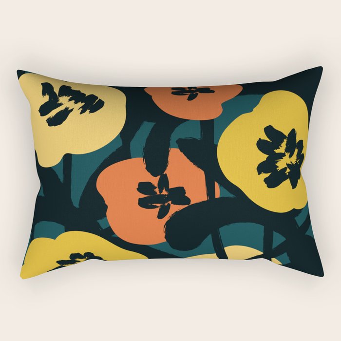 Midnight Flowers Rectangular Pillow Gallery Image 1