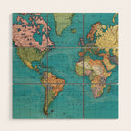 Vintage Map of The World (1897) Wood Wall Art Gallery Image 1