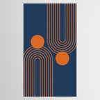 Mid Century Modern Geometric 186 in Navy Blue Orange Tablecloth Gallery Image 2