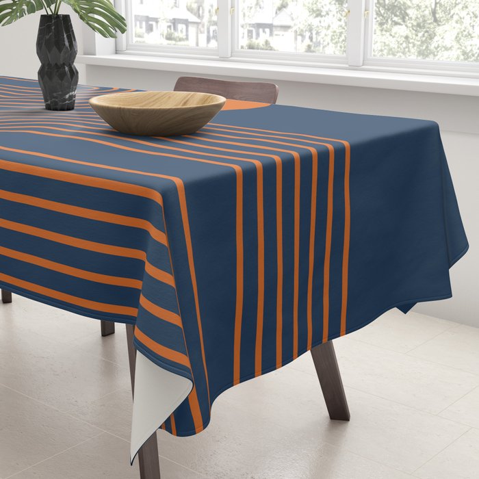 Mid Century Modern Geometric 186 in Navy Blue Orange Tablecloth Gallery Image 3