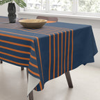 Mid Century Modern Geometric 186 in Navy Blue Orange Tablecloth Gallery Image 3