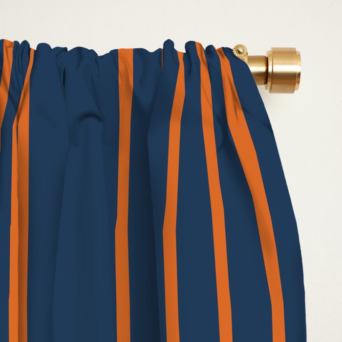 Mid Century Modern Geometric 186 in Navy Blue Orange Window Curtain Gallery Image 2