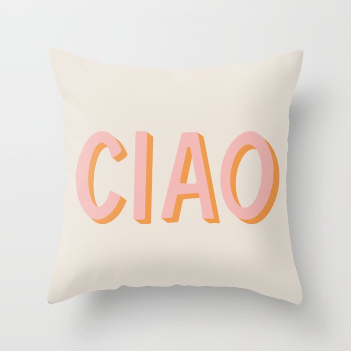 Ciao Hand Lettering Throw Pillow Gallery Image 1