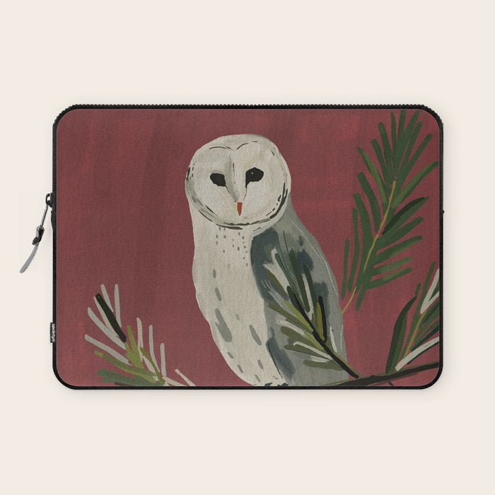 Owl on a Pine Branch Laptop Sleeve Gallery Image 1