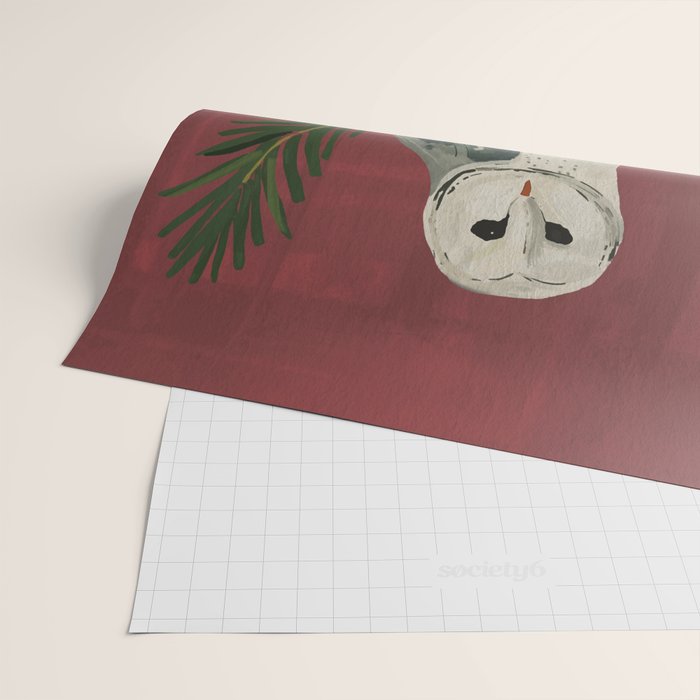 Owl on a Pine Branch Wrapping Paper Gallery Image 2