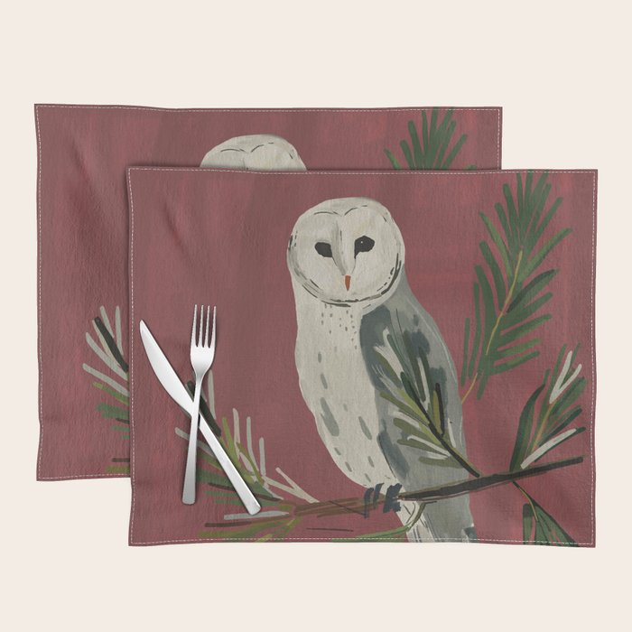 Owl on a Pine Branch Placemat Gallery Image 1