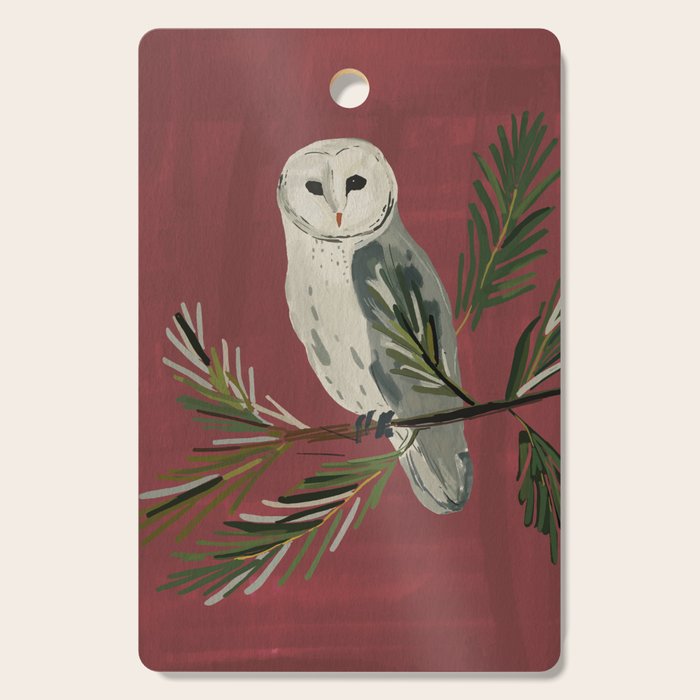 Owl on a Pine Branch Cutting Board Gallery Image 1