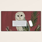 Owl on a Pine Branch Desk Mat Gallery Image 1