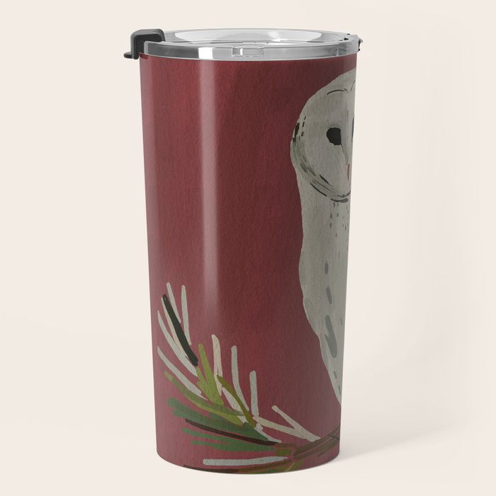 Owl on a Pine Branch Travel Mug Gallery Image 3