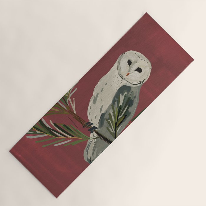 Owl on a Pine Branch Yoga Mat Gallery Image 1
