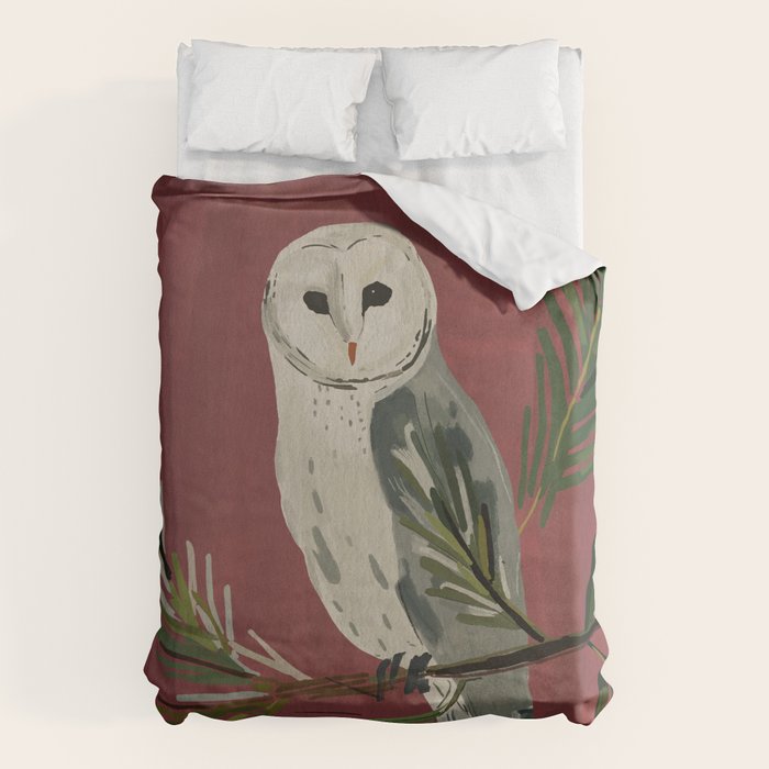 Owl on a Pine Branch Duvet Cover Gallery Image 1