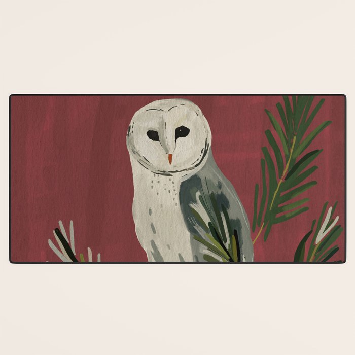 Owl on a Pine Branch Desk Mat Gallery Image 3