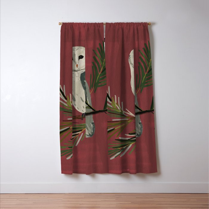 Owl on a Pine Branch Window Curtain Gallery Image 3
